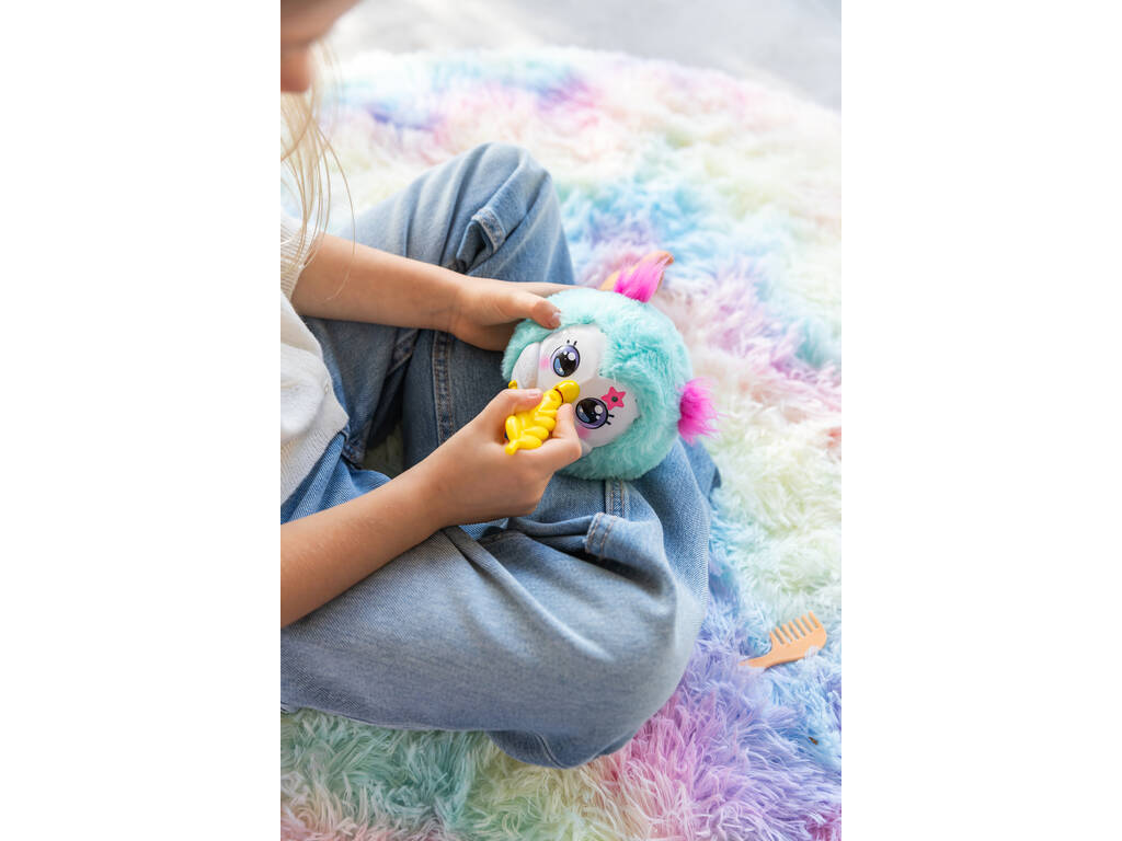 Funtasy Family Kiss Meez Peluche hibou bleu avec sons