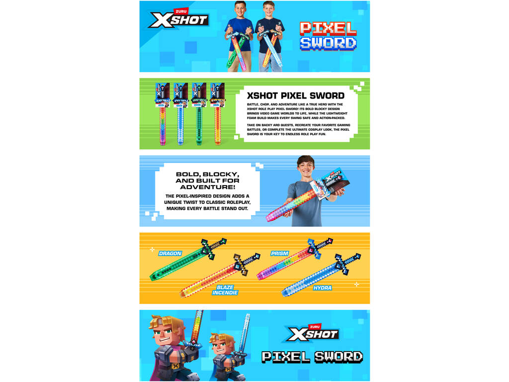 Zuru X-Shot Pixel Sword Espada Foam de 63 cm