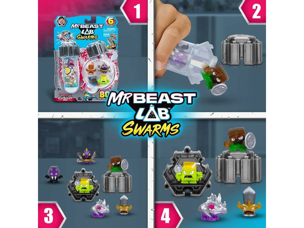 MrBeast LAB Swarms Battle Fusion Pack con 6 Microbestias